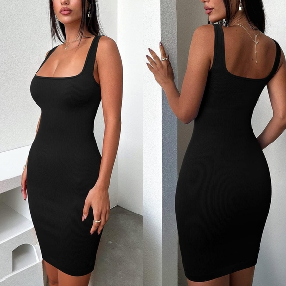 NWT Amazon Square Neck Compression Seamless Compression Sexy Sleeveless Dress - Picture 2 of 5